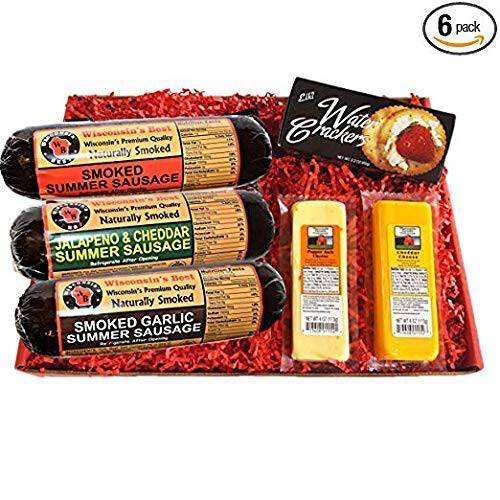 WISCONSIN’S BEST & WISCONSIN CHEESE COMPANY’S - Snacker Gift Basket - Sampler of Smoked Summer Sausages, 100% Wisconsin Cheeses & Crackers. Give a Gift they Will Love & Enjoy Great for Entertaining, Charcuterie Gifts, Christmas Gift Baskets, Holiday Gift Boxes, & Business Gifts Gourmet Gifts Delivered, Perfect for Family and Friends
