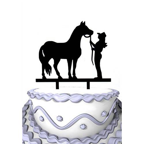 Meijiafei Cowgirl and Horse Party Anniversary Cake Topper