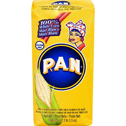 P.A.N. White Corn Meal – Pre-cooked Gluten Free and Kosher Flour for Arepas (2.2 lb / Pack of 1)