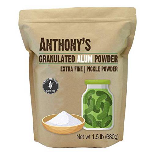 Anthony’s Premium Alum Powder, 1.5 lb, Batch Tested & Verified Gluten Free, Granulated Pickle Powder