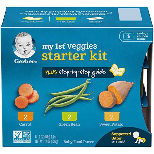 Gerber My 1st Veggies Starter Kit, Carrot, Green Bean & Sweet Potato Puree, 2 Ounce - 6 Count (Pack of 2)