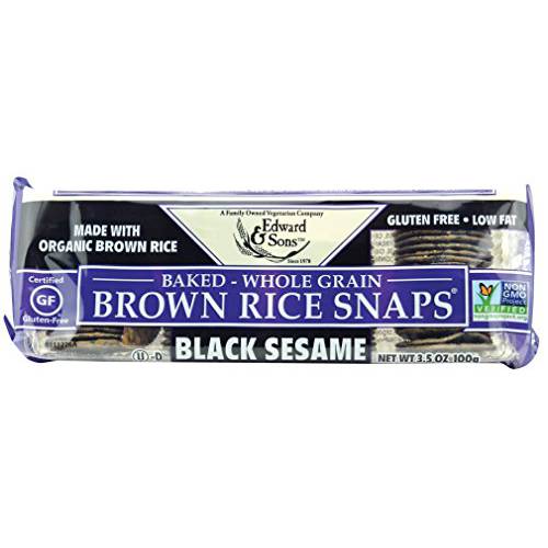 Edward & Sons Brown Rice Snaps Black Sesame with Organic Brown Rice, 3.5 Ounce Packs (Pack of 12)