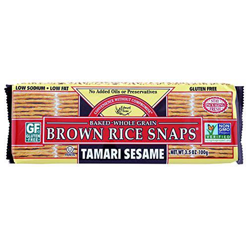 Edward & Sons Brown Rice Snaps Tamari Sesame, 3.5 Ounce Packs (Pack of 12)