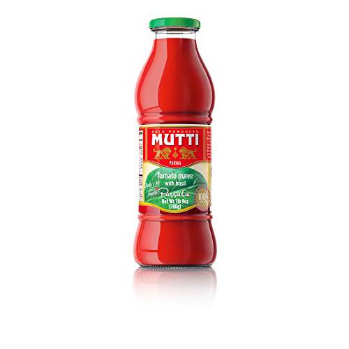 Mutti Tomato Puree with Basil (Passata con Basilico), 24.5 oz. | 6 Pack | Italy’s 1 Brand of Tomatoes | Fresh Taste | Vegan Friendly & Gluten Free | No Additives or Preservatives