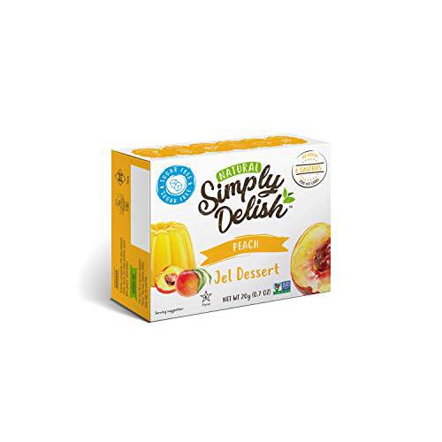 Simply Delish Plant Based Natural Peach Jel Dessert – 6 Pack – Zero Sugar, 0g Net Carbs, Gluten Free, Vegan, Diabetic & Allergen Free