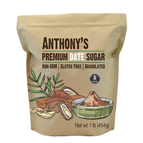 Anthony’s Date Sugar, 1 lb, Gluten Free, Non GMO, Vegan, Granulated