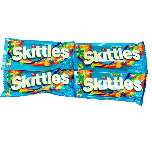Skittles Tropical Flavored Fruit Candy | 2.17 oz Bags | 4 Pack