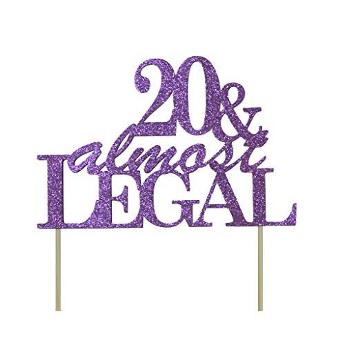 All About Details Purple 20 & Almost Legal Cake Topper, 6 x 8