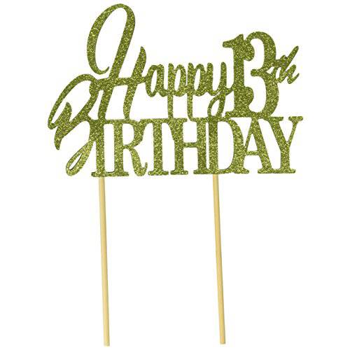 All About Details Happy 13th Birthday Cake Topper (Lime Green), 6 x 9