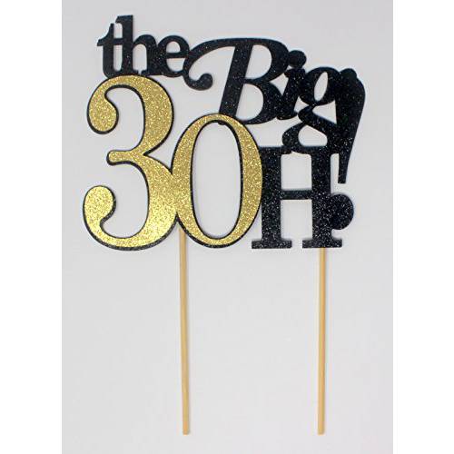 All About Details The Big 3OH Cake Topper, 1pc, 30th birthday, 30th anniversary (Black & Gold)
