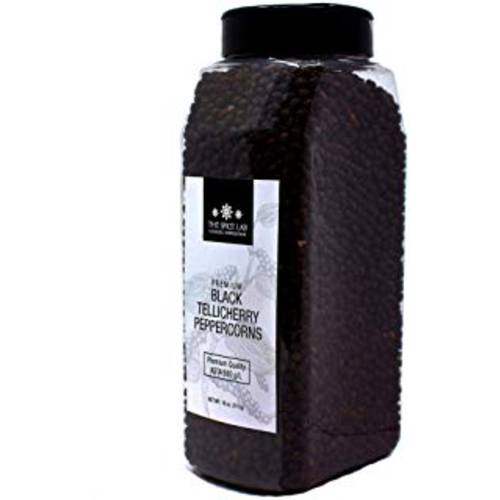 The Spice Lab Peppercorns – Tellicherry Whole Black Peppercorns for Grinder Refill - 18oz. Tub - Steam Sterilized Kosher Packed in the USA - All Natural Black Pepper - Pepper Grinder / Pepper Mill