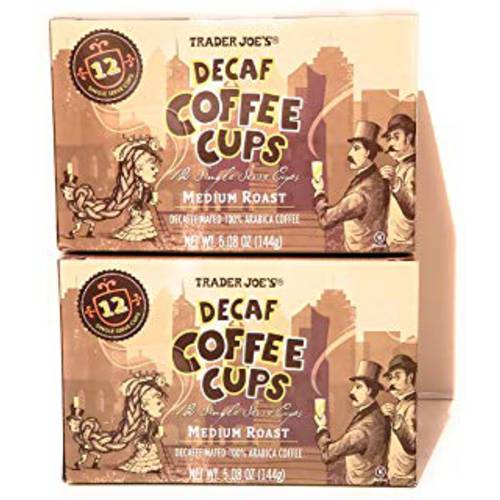 Trader Joe’s Decaf 100% Coffee, Medium Roast, 1 Box of 12 Coffee Cups