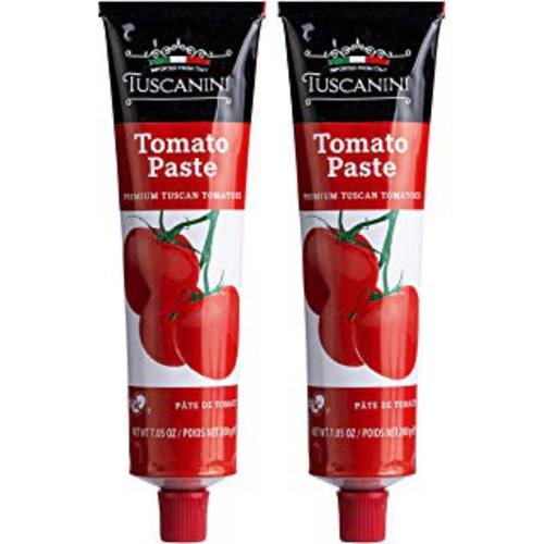Tuscanini Premium Double Concentrated Tomato Paste Tube, 7.5oz (2 Pack) Made with Premium Italian Tomatoes