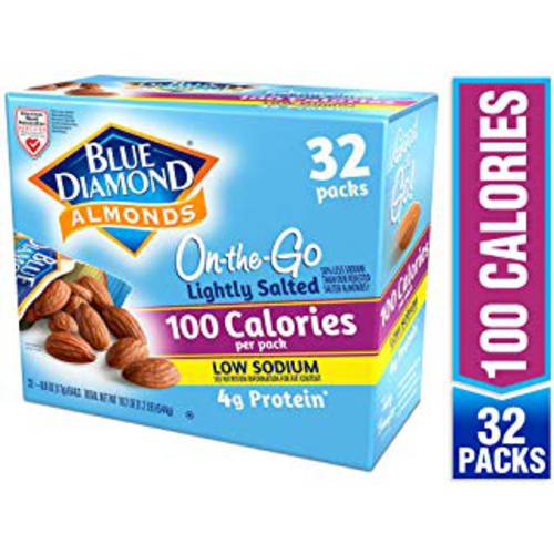 Blue Diamond Almonds Lightly Salted, Low Sodium, 100 Calorie Packs, 32 Count