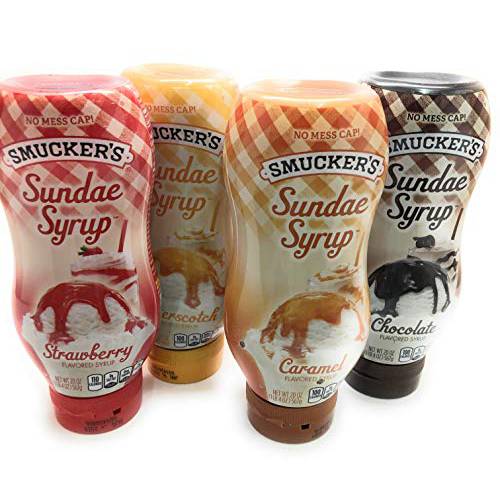 Smuckers Sundae Syrup Chocolate, Caramel, Butterscotch, and Strawberry (Variety Pack of 4)