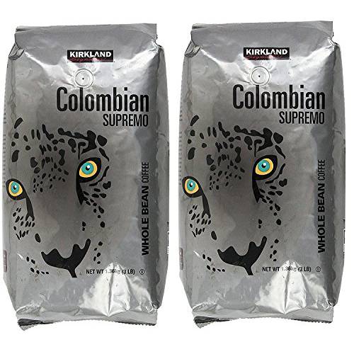 Kirkland Signature Colombian Supremo Whole Bean Coffee, 3 Pound (2 Pack)