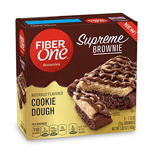 Fiber One Supreme Brownies, Cookie Dough, Snack Bars, 1.13 oz, 5 ct (Pack of 8)