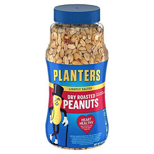 PLANTERS Lightly Salted Dry Roasted Peanuts, 16 oz. Resealable Jars (Pack of 2) - Peanut Snack - Great Movie Snack, Active Lifestyle Snack and Party Size Snack - Kosher Peanuts