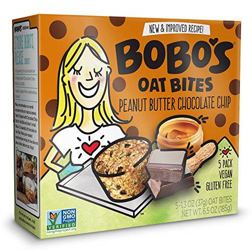 Bobo’s Peanut Butter Chocolate Chip Oat Bites, 30 Pack (1.3 oz Each), Healthy Gluten-Free Snack