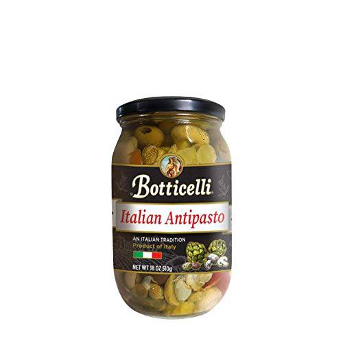 Botticelli Premium Italian Antipasto in a Jar (Pack of 2) - Authentic Italian Antipasto with Artichoke, Olives & Mushroom - Gluten-Free - For Antipasto Appetizer, Antipasto Salad & Antipasto Plates - 18oz