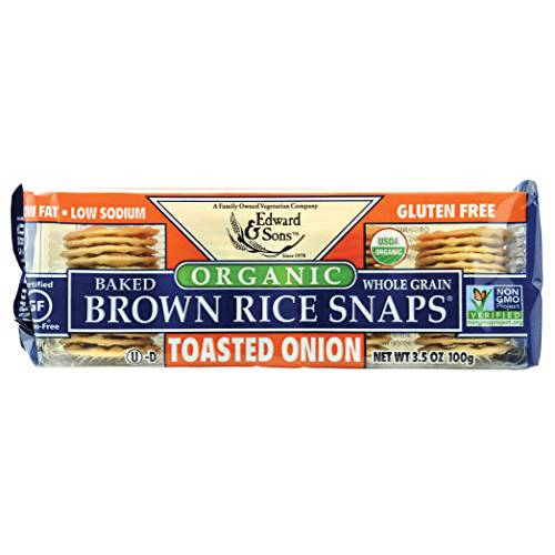 Edward & Sons Brown Rice Snaps Toasted Onion with Organic Brown Rice, 3.5 Ounce Packs (Pack of 12)