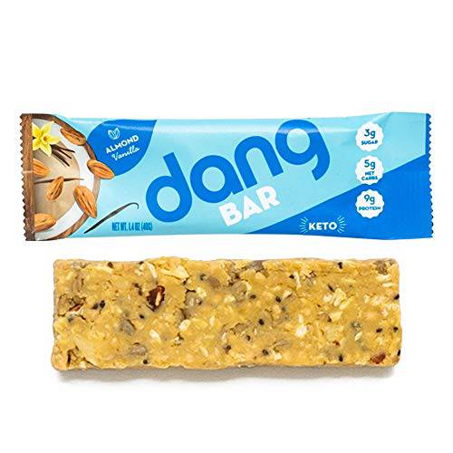 Dang Keto Bar | Almond Cookie | 12 Pack | Keto Certified, Vegan, Low Carb, Low Sugar, Plant Based, Non GMO, Gluten Free Snacks | 5g Net Carbs, 9g Protein, No Added Sugars