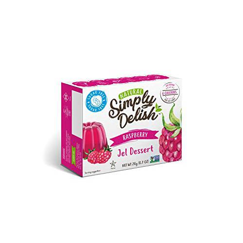 Simply Delish Plant Based Natural Raspberry Jel Dessert – 6 Pack – Zero Sugar, 0g Net Carbs, Gluten Free, Vegan, Diabetic & Allergen Free