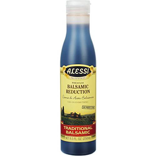 Alessi Balsamic Vinegar Reduction, Autentico from Italy, Ideal on Caprese Salad, Fruits, Cheeses, Meats, Marinades, Traditional Balsamic (Traditional Balsamic, 8.5 Fl Oz (Pack of 1))