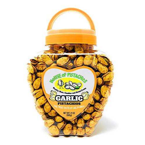 House of Pistachios’ Garlic Flavored Pistachios - Real Flavor, Family Recipe, California Grown, 21 Ounces