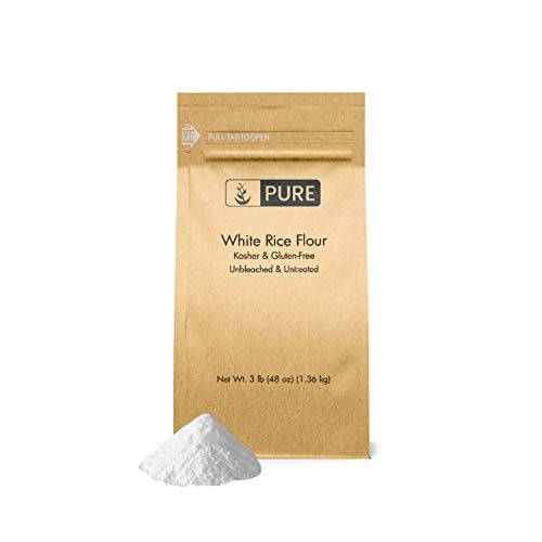 Pure Original Ingredients White Rice Flour (3 lb) Unbleached & Untreated, Flour Alternative, Vegan.