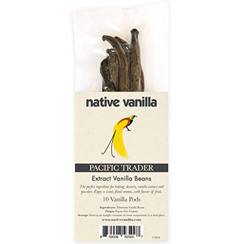 Native Vanilla Grade B Tahitian Vanilla Beans – 10 Total Premium Extract Whole Pods – For Chefs and Home Baking, Cooking & Extract Making – Homemade Vanilla Extract