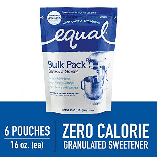 EQUAL 0 Calorie Sweetener, Granulated Sweetener, Sugar Substitute, Zero Calorie Sugar Alternative, Sugar Alternative, 1 Pound Bulk Bag (Pack of 6)