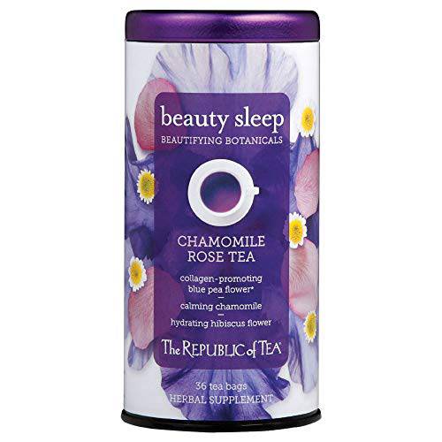 The Republic of Tea — Beautifying Botanicals® Beauty Sleep Chamomile Rose Herbal Tea Tin, 36 Tea Bags, Caffeine-Free