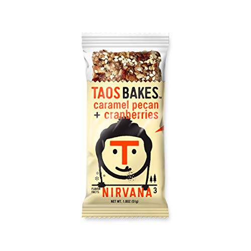 Taos Bakes Snack Bars - Caramel Pecan + Cranberries - Gluten Free, Non-GMO, Healthy Granola Bars - Nutritious & Delicious Baked Bars - (12 Pack, 1.8oz Bars)
