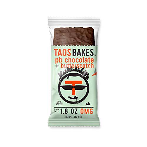 Taos Bakes Snack Bars - Peanut Butter Chocolate + Butterscotch - Gluten Free, Non-GMO, Plant Based, Vegan Granola Bars - Healthy & Delicious Baked Bars - (12 Pack, 1.8oz Bars)