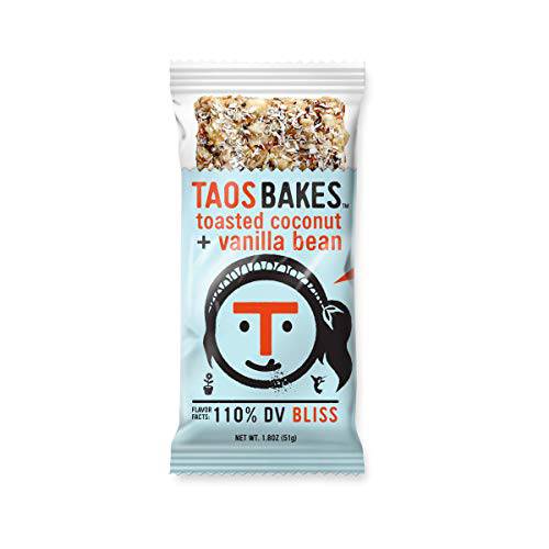 Taos Bakes Snack Bars - Toasted Coconut + Vanilla Bean - Gluten-Free, Non-GMO Granola Bars - Healthy & Delicious Baked Bars - (12 Pack, 1.8oz Bars)