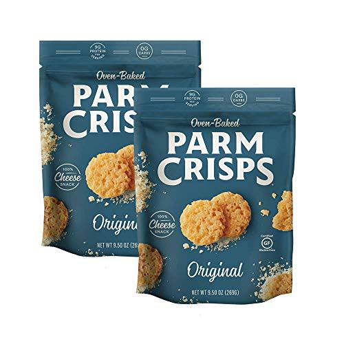 ParmCrisps – Party Size Original Cheese Parm Crisps, Made Simply with 100% REAL Parmesan Cheese | Healthy Keto Snacks, Low Carb, High Protein, Gluten Free, Oven Baked, Keto-Friendly | 9.5 Oz (Pack of 2)