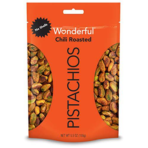Wonderful Pistachios, No Shells, Chili Roasted Nuts, 5.5 Ounce Resealable Pouch