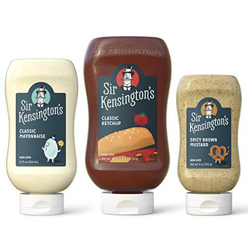 Sir Kensington’s Condiments Perfect for Grilling Mixed Picnic Pack Non-GMO, No Artificial Ingredients, Colors, or Preservatives, 3 Count