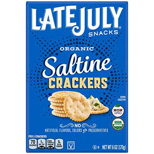 Late July Organic Round Saltine Crackers, 6-Ounce Boxes (Pack of 12)