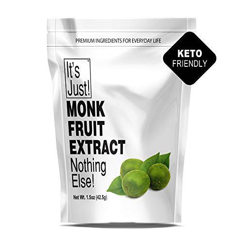 It’s Just - 100% Monkfruit Extract Powder, Keto Friendly Sweetener, Monk Fruit, Sugar-Free, Non-GMO, 25% Mogrosides, Non-Glycemic, 1.5oz