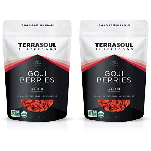 Terrasoul Superfoods Organic Goji Berries, 2 Lbs (2 pack) - Large Size | Chewy Texture | Premium Quality | Lab-Tested…