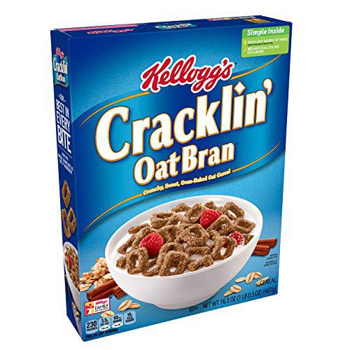 Kellogg’s Breakfast Cereal, Cracklin’ Oat Bran, Excellent Source of Fiber, Made with Whole Grain, 16.5oz Box (Pack of 10)