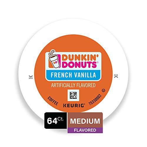 Dunkin’ Donuts Coffee, French Vanilla Flavored Coffee, K Cup Pods for Keurig Coffee Makers, 64 Count