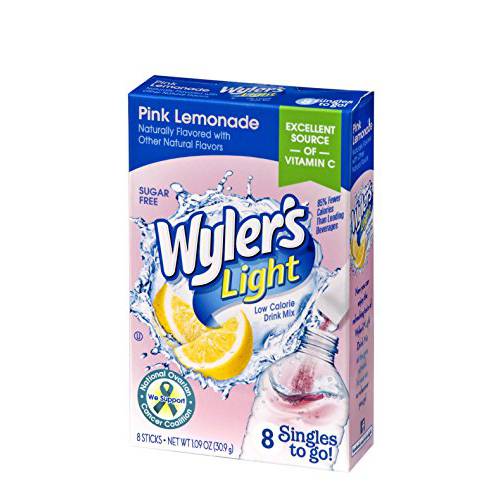 Wyler’s Light Singles To Go Powder Packets, Water Drink Mix, Pink Lemonade, 96 Single Servings (Pack of 12)