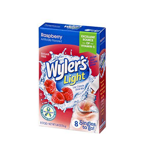 Wyler’s Light Singles To Go Powder Packets, Water Drink Mix, Raspberry, 8 Packets per Box, 96 total Packets (Pack of 12)