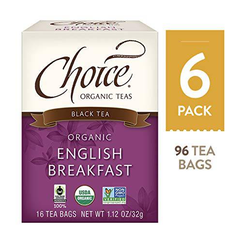 Choice Organics - Organic English Breakfast Tea (6 Pack) - Fair Trade - Compostable - Contains Caffeine - 96 Organic Black Tea Bags
