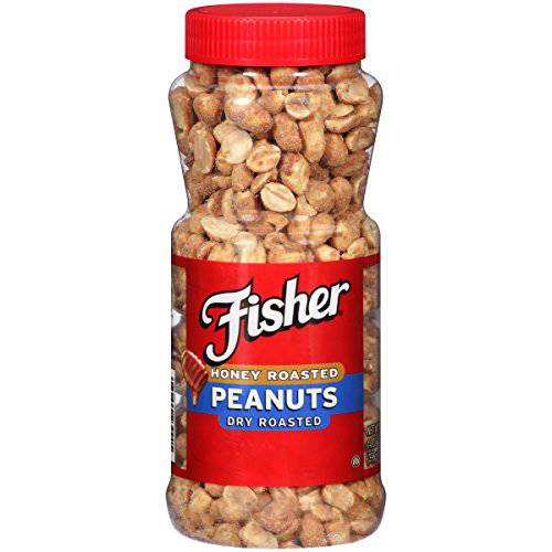 Fisher Snack Honey Roasted Dry Roasted Peanuts, 14 Ounces, Made with Real Honey