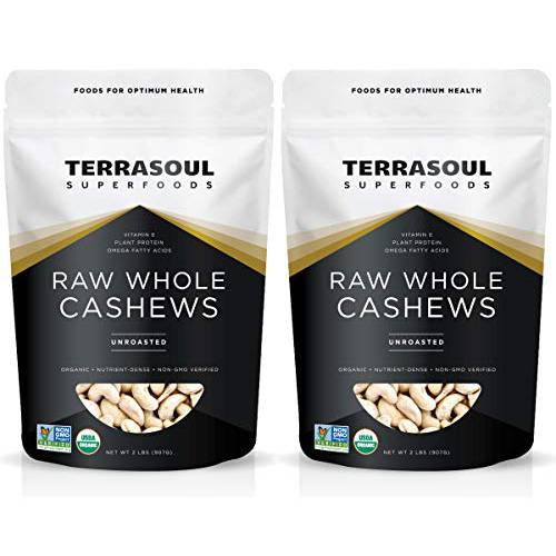 Terrasoul Superfoods Organic Raw Whole Cashews, 4 Pounds