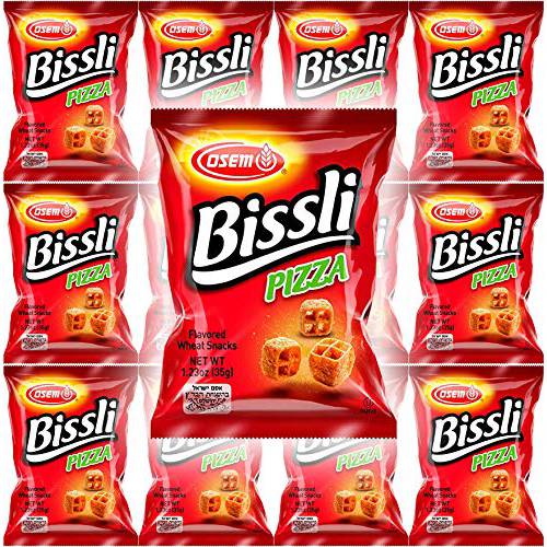 Osem Bissli Pizza Flavored Crunchy Wheat Snack -No Food Coloring or Preservatives , 1.23 Ounce Bags (Pack of 12)